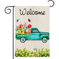 Spring Garden Flag Double Sided Welcome Banner Yard Flag Spring Summer Burlap Flower Decor Truck Seasonal Outdoor Flag Farmhouse Spring Decor 12.5x18 Inch