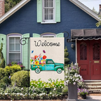 Spring Garden Flag Double Sided Welcome Banner Yard Flag Spring Summer Burlap Flower Decor Truck Seasonal Outdoor Flag Farmhouse Spring Decor 12.5x18 Inch