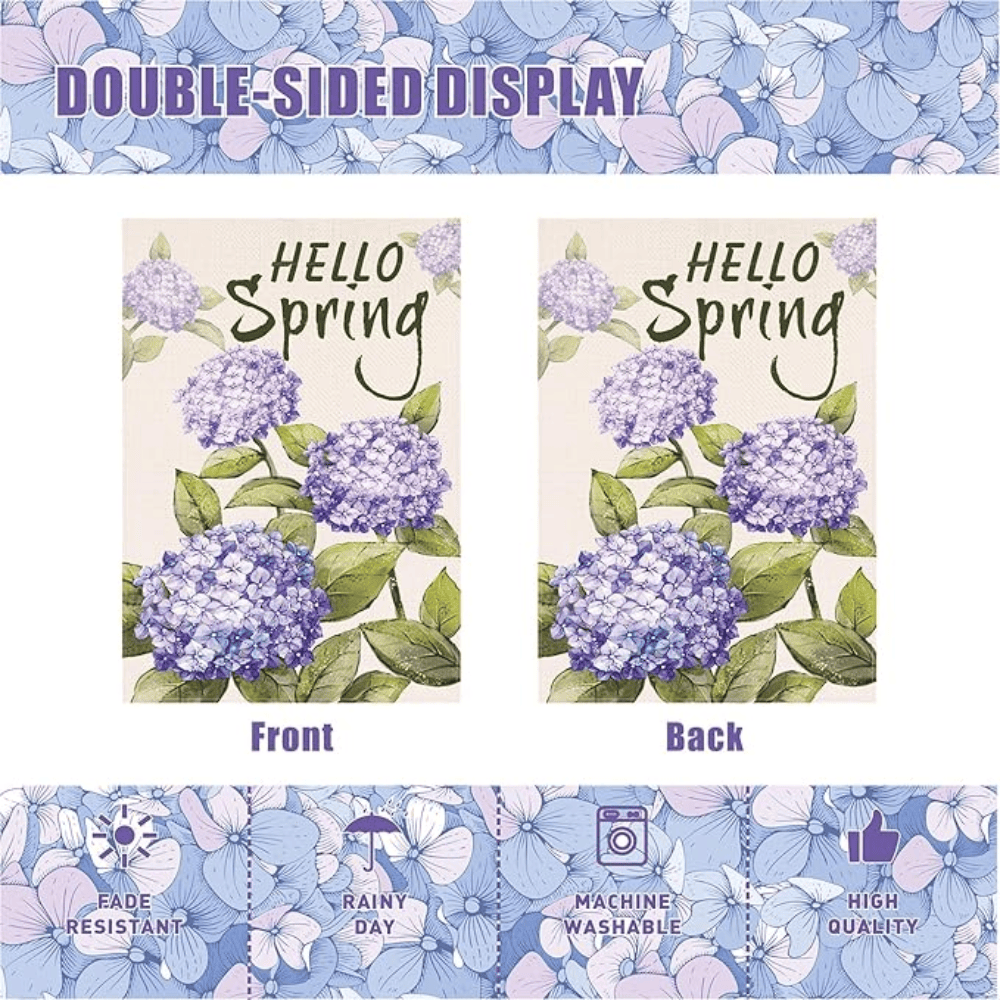 Hydrangea Spring Summer Garden Flag Spring Garden Flag 12x18 Inch Double Sided Spring garden outdoor flag Seasonal Farmhouse Yard Outdoor Flag decoration