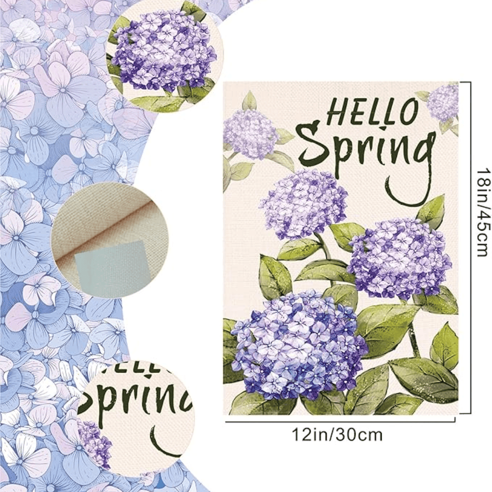 Hydrangea Spring Summer Garden Flag Spring Garden Flag 12x18 Inch Double Sided Spring garden outdoor flag Seasonal Farmhouse Yard Outdoor Flag decoration