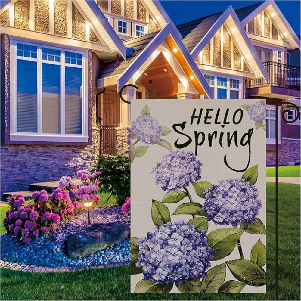 Hydrangea Spring Summer Garden Flag Spring Garden Flag 12x18 Inch Double Sided Spring garden outdoor flag Seasonal Farmhouse Yard Outdoor Flag decoration