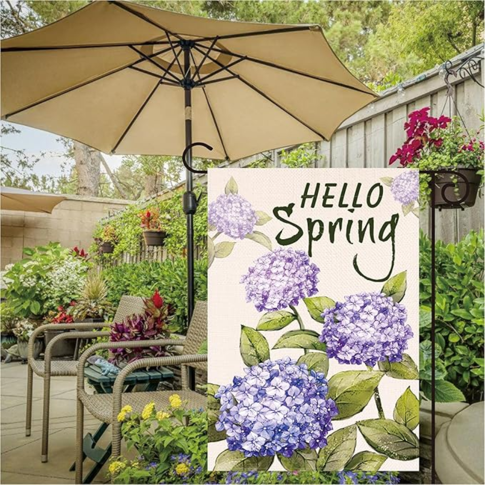 Hydrangea Spring Summer Garden Flag Spring Garden Flag 12x18 Inch Double Sided Spring garden outdoor flag Seasonal Farmhouse Yard Outdoor Flag decoration