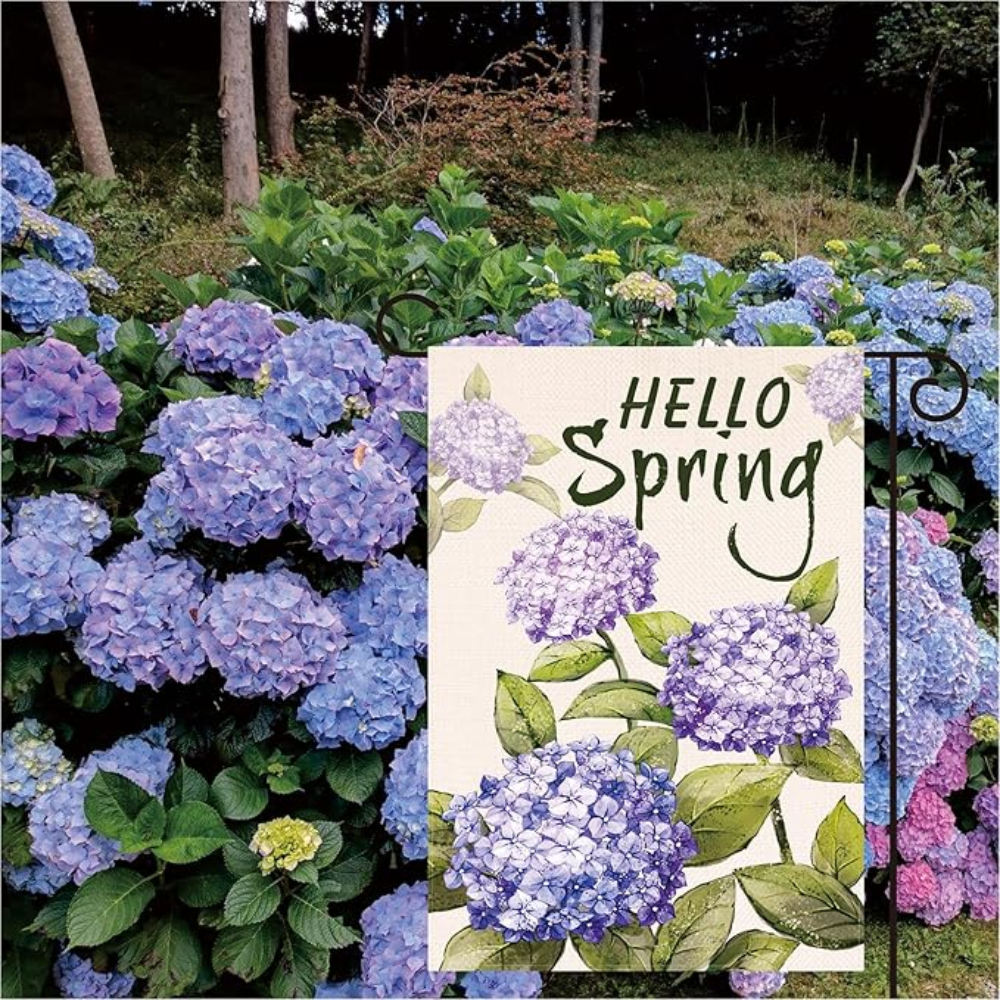Hydrangea Spring Summer Garden Flag Spring Garden Flag 12x18 Inch Double Sided Spring garden outdoor flag Seasonal Farmhouse Yard Outdoor Flag decoration