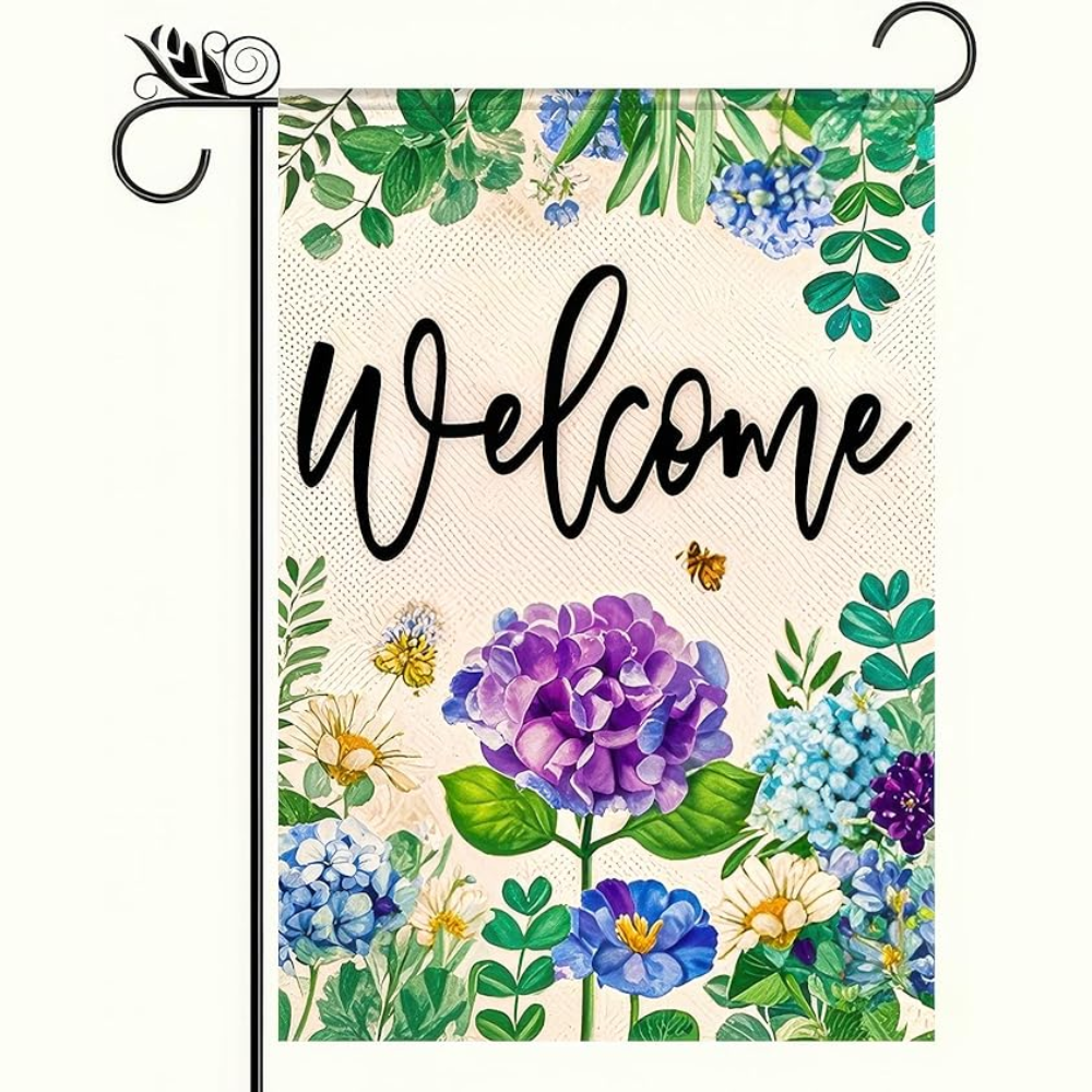 Spring Garden Flag 12x18 Double Sided Small Flags with Hydrangea Flowers Bees for Summer Welcome Garden Flags Outside Outdoor Holiday Seasonal Decor Yard Flags Yard Patio Lawn Decoration