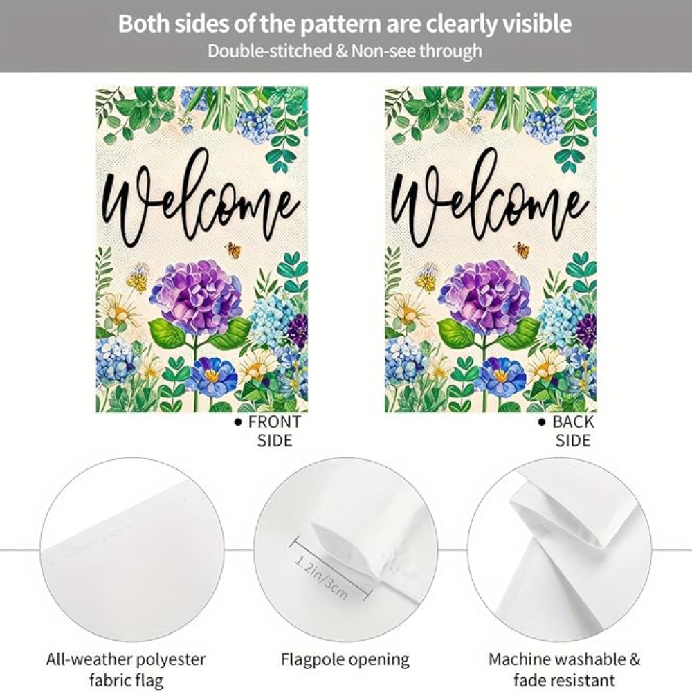 Spring Garden Flag 12x18 Double Sided Small Flags with Hydrangea Flowers Bees for Summer Welcome Garden Flags Outside Outdoor Holiday Seasonal Decor Yard Flags Yard Patio Lawn Decoration