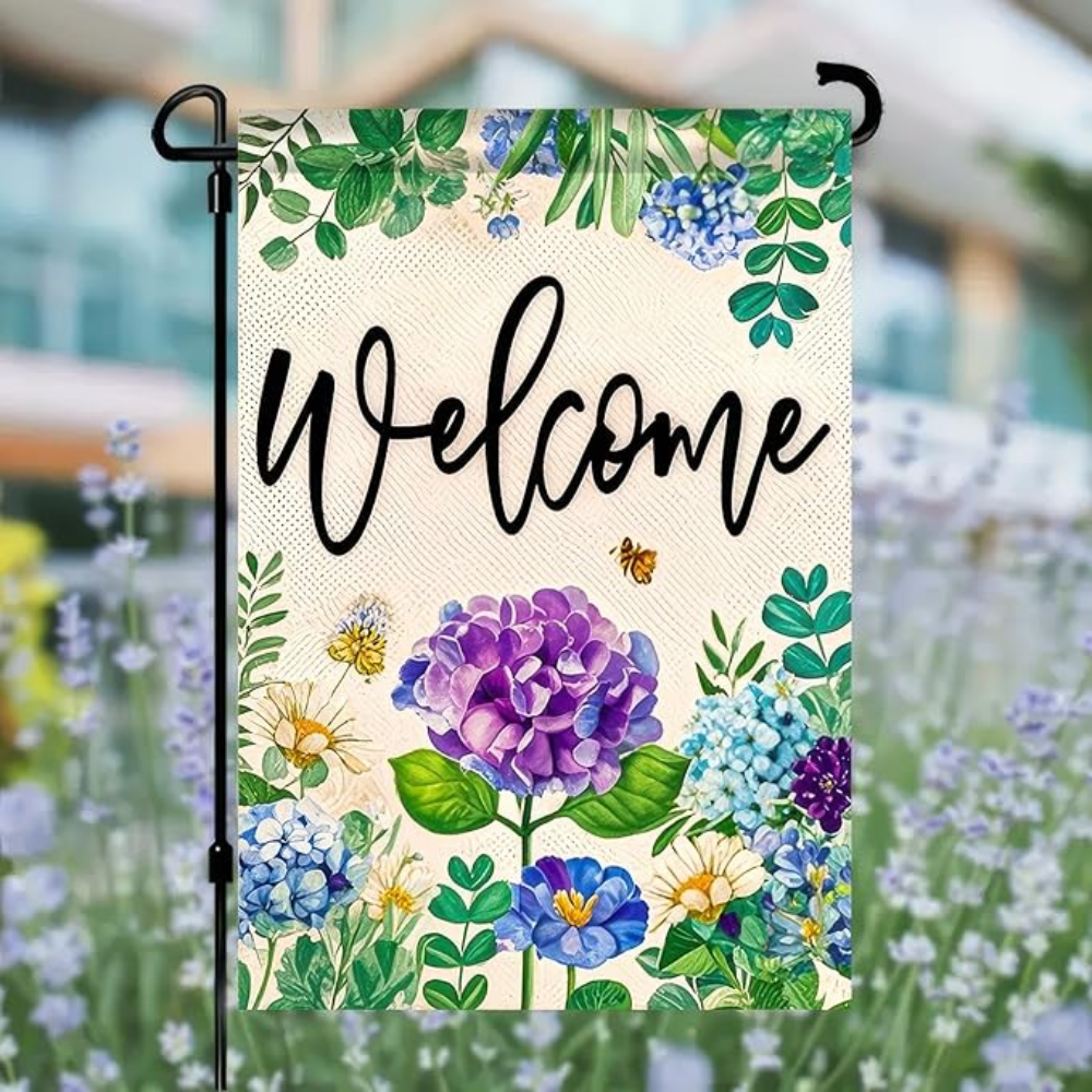Spring Garden Flag 12x18 Double Sided Small Flags with Hydrangea Flowers Bees for Summer Welcome Garden Flags Outside Outdoor Holiday Seasonal Decor Yard Flags Yard Patio Lawn Decoration
