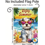 Enjoy Summer Garden Flag Yorkshire Terrier Dog 12x18 Inch Double Sided Beach Party Yard Banner Outdoor Decoration for Porch Lawn Pool Tropical Pet Home Decor Seasonal Summer Holiday