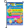 Pool Rules Signs and Decorations Outdoor, Summer Garden Flag Double Sided Burlap 12x18Inch