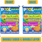 Pool Rules Signs and Decorations Outdoor, Summer Garden Flag Double Sided Burlap 12x18Inch