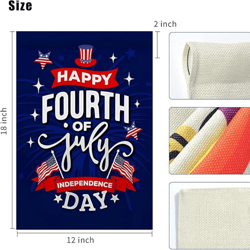 July 4th Garden Flag, Patriotic Memorial Independence Day Flag, Double Sided Yard Flag 12x18 Inch for Home Decor Outdoor Decorations