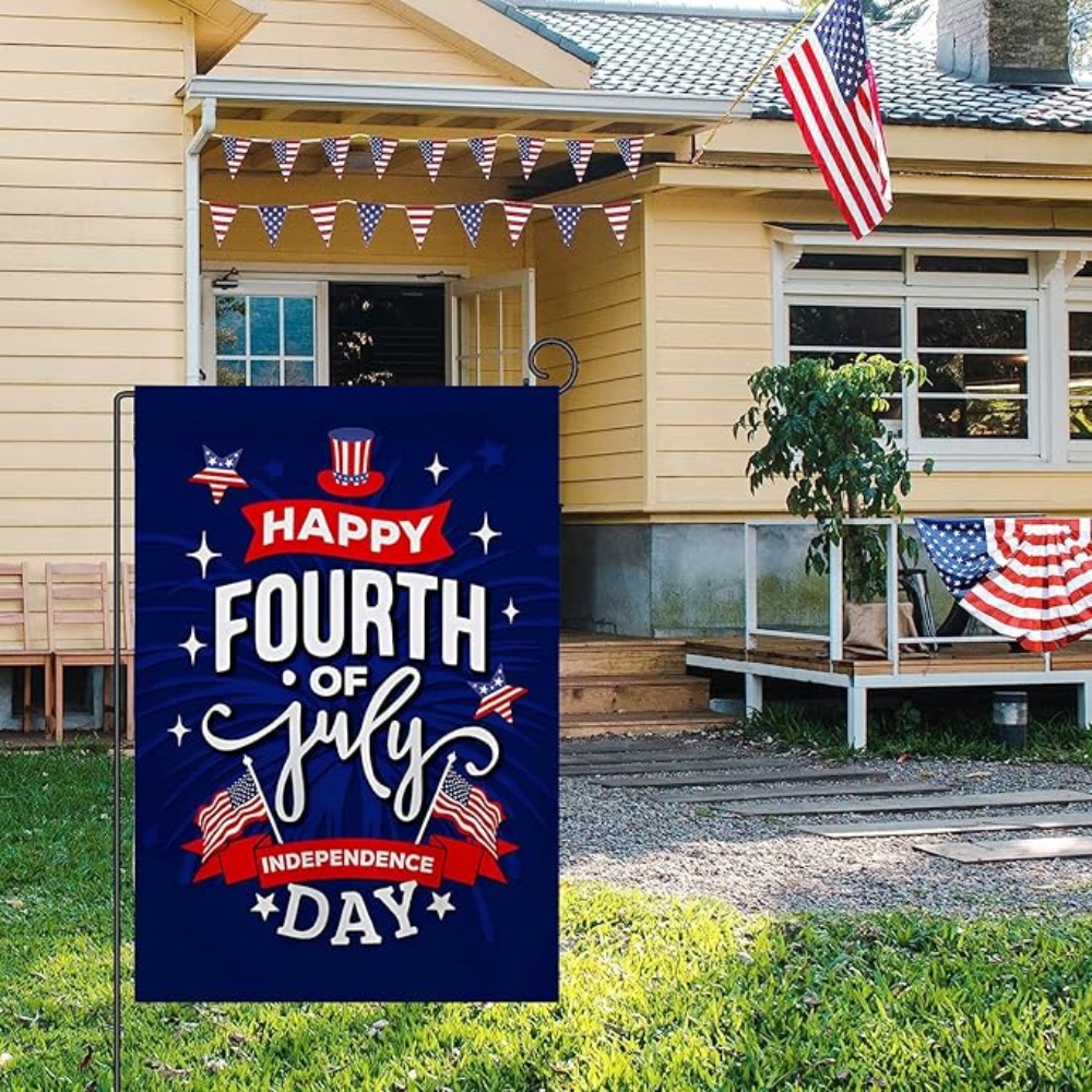 July 4th Garden Flag, Patriotic Memorial Independence Day Flag, Double Sided Yard Flag 12x18 Inch for Home Decor Outdoor Decorations