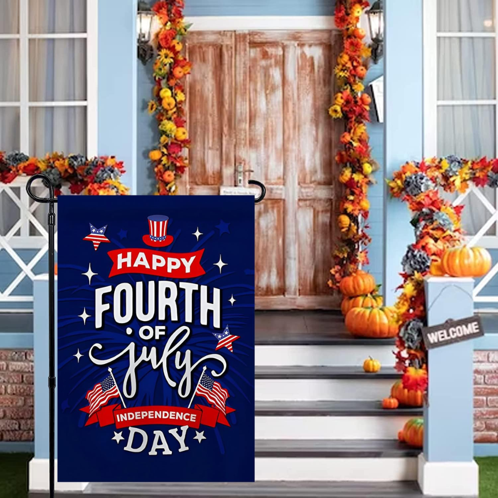 July 4th Garden Flag, Patriotic Memorial Independence Day Flag, Double Sided Yard Flag 12x18 Inch for Home Decor Outdoor Decorations