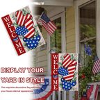 Welcome 4th of July Stars Stripes Patriotic Decorative Garden Flag, American USA Memorial Day Yard Outside Decorations, Summer Outdoor Small Home Decor Double Sided 12 x 18
