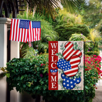 Welcome 4th of July Stars Stripes Patriotic Decorative Garden Flag, American USA Memorial Day Yard Outside Decorations, Summer Outdoor Small Home Decor Double Sided 12 x 18