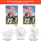 Patriotic Beagle 4th Of July Flowers Garden Flag 12x18 Inch Double Sided Vertical Decoration Yard Small Flag For Outside Holiday Seasonal Outdoor