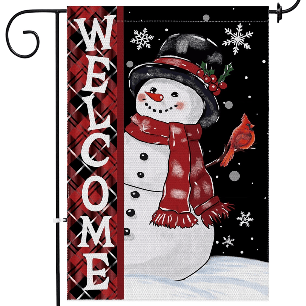 Christmas Snowman Garden Flag, Christmas Decor Yard Flag 12x18 Double Sided Winter, Snowman Garden Flags Signs Home Decorations Rustic Welcome Outdoor Farmhouse Xmas