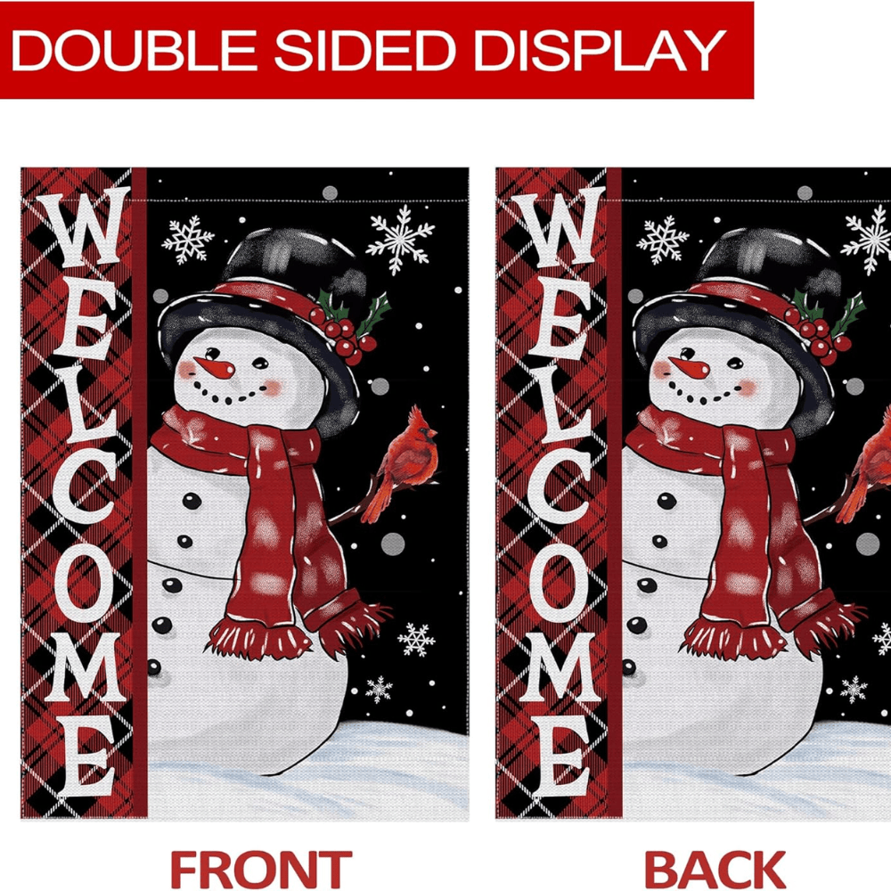 Christmas Snowman Garden Flag, Christmas Decor Yard Flag 12x18 Double Sided Winter, Snowman Garden Flags Signs Home Decorations Rustic Welcome Outdoor Farmhouse Xmas