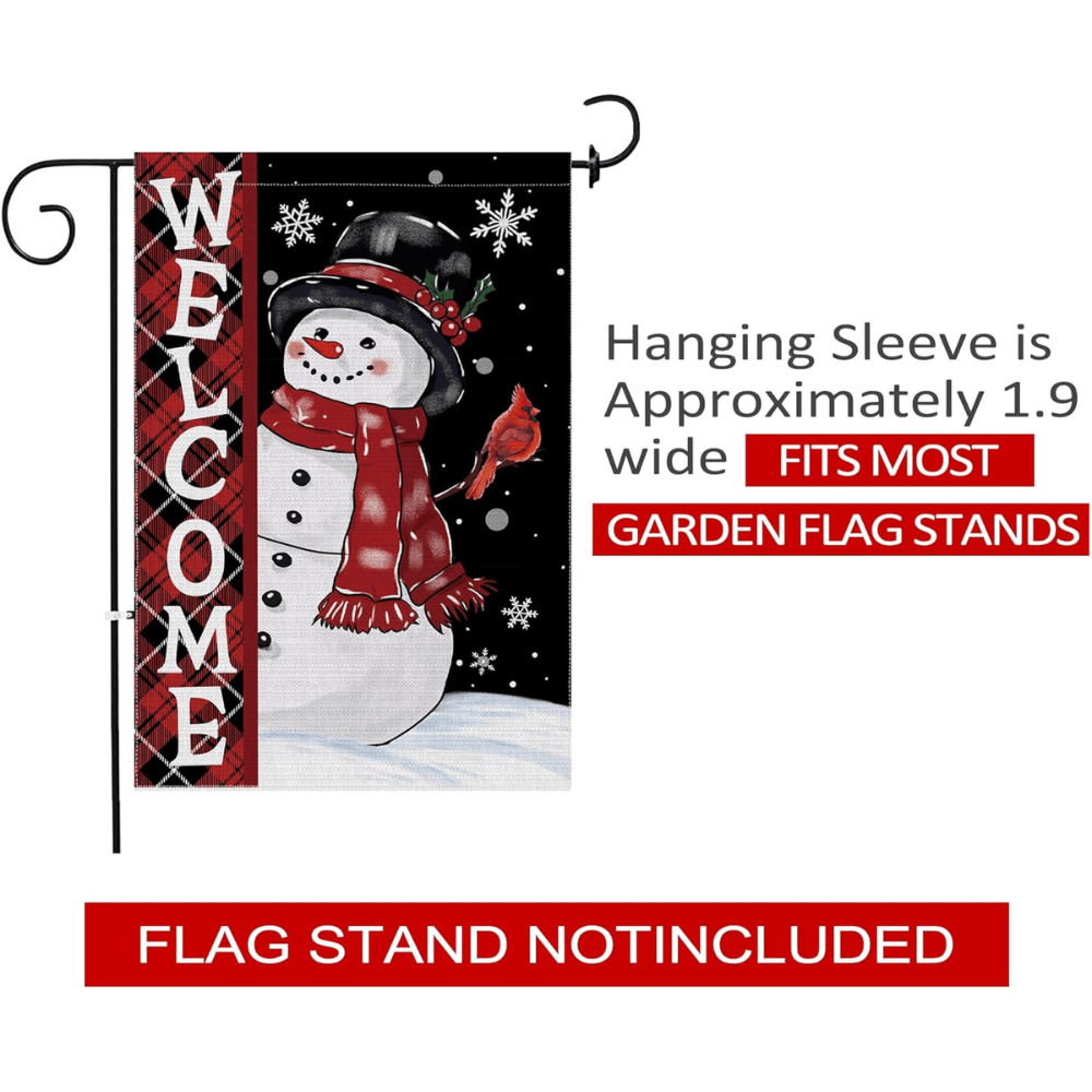 Christmas Snowman Garden Flag, Christmas Decor Yard Flag 12x18 Double Sided Winter, Snowman Garden Flags Signs Home Decorations Rustic Welcome Outdoor Farmhouse Xmas