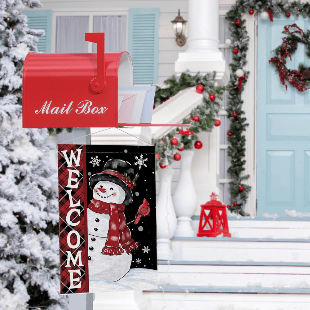 Christmas Snowman Garden Flag, Christmas Decor Yard Flag 12x18 Double Sided Winter, Snowman Garden Flags Signs Home Decorations Rustic Welcome Outdoor Farmhouse Xmas