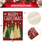Merry Christmas Garden Flag 12x18 Inch Double Sided Outside, Christmas Trees Winter Holiday Yard Outdoor Flag Red