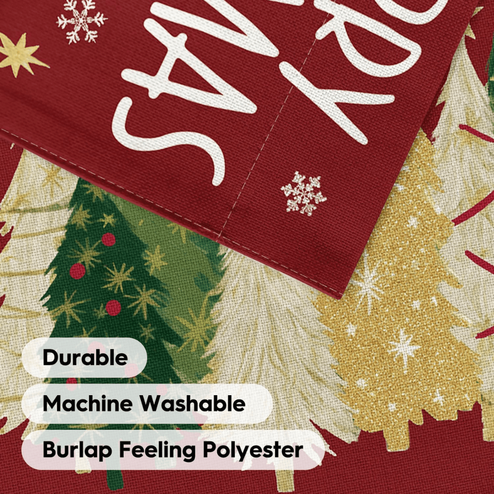 Merry Christmas Garden Flag 12x18 Inch Double Sided Outside, Christmas Trees Winter Holiday Yard Outdoor Flag Red