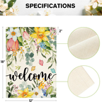 Spring Flowers Welcome Garden Flag - Double Sided Floral Butterfly Yard Decor - Premium Spun Polyester, Weather Resistant