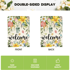 Spring Flowers Welcome Garden Flag - Double Sided Floral Butterfly Yard Decor - Premium Spun Polyester, Weather Resistant