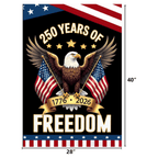 250 Years America House Flag - 250th Anniversary USA Patriotic Banner - Double Sided Eagle Design 1776-2026 Commemorative - Premium Burlap, Weather Resistant