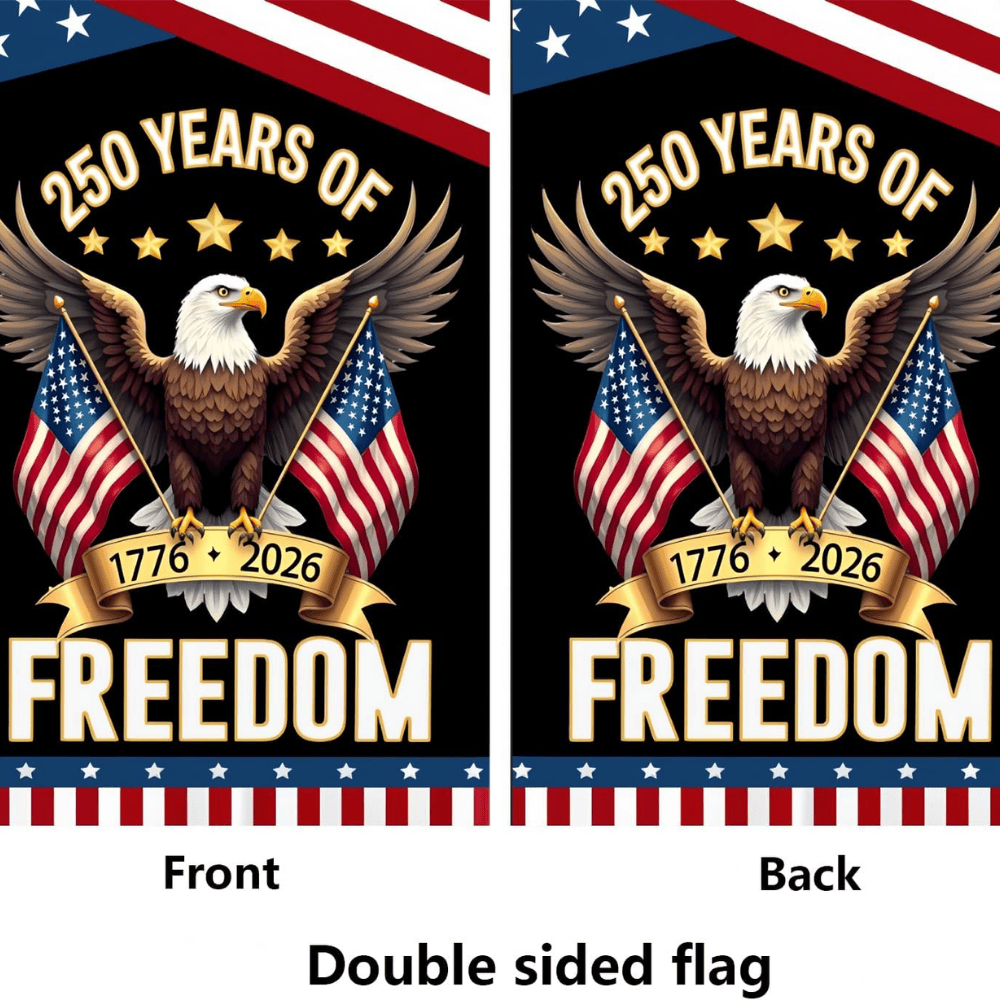 250 Years America House Flag - 250th Anniversary USA Patriotic Banner - Double Sided Eagle Design 1776-2026 Commemorative - Premium Burlap, Weather Resistant