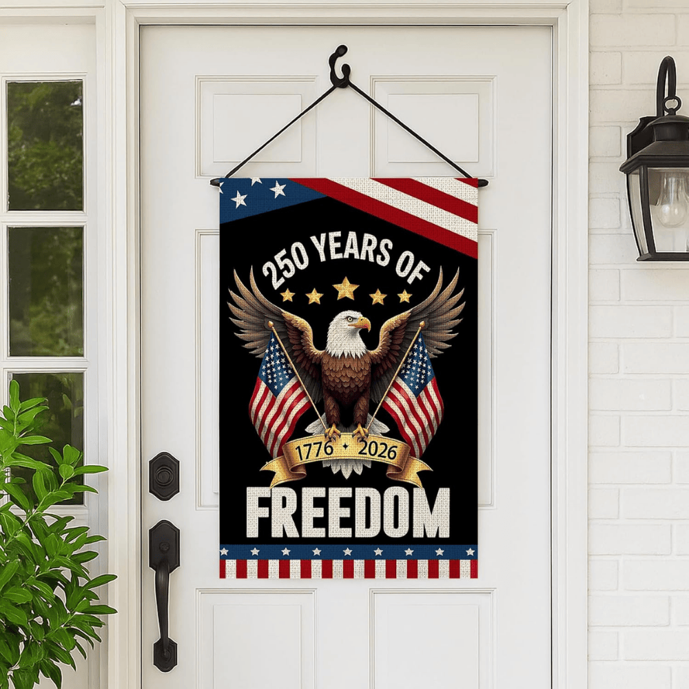 250 Years America House Flag - 250th Anniversary USA Patriotic Banner - Double Sided Eagle Design 1776-2026 Commemorative - Premium Burlap, Weather Resistant