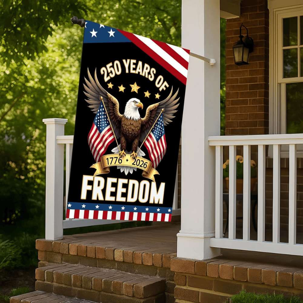 250 Years America House Flag - 250th Anniversary USA Patriotic Banner - Double Sided Eagle Design 1776-2026 Commemorative - Premium Burlap, Weather Resistant