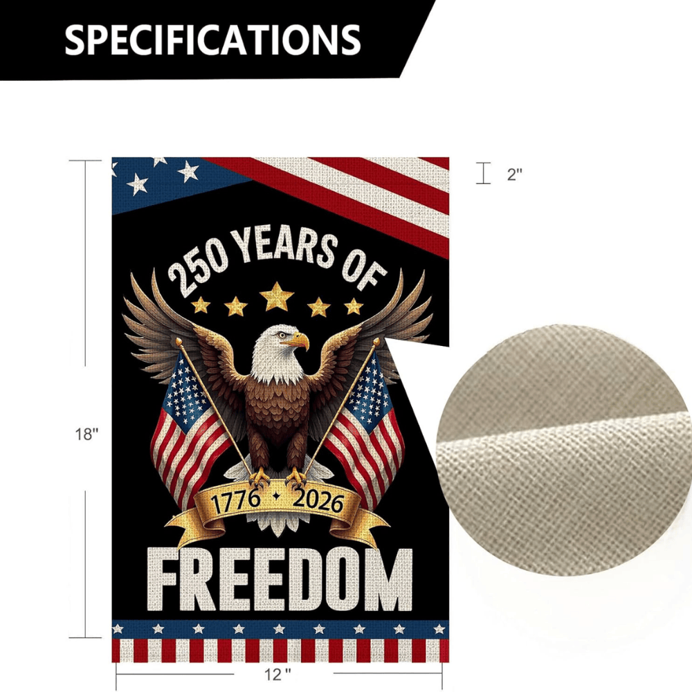 250 Years America House Flag - 250th Anniversary USA Patriotic Banner - Double Sided Eagle Design 1776-2026 Commemorative - Premium Burlap, Weather Resistant