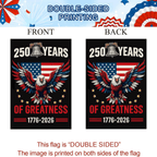 250 Years America Garden Flag - 250th Anniversary USA Patriotic Banner - Double Sided Eagle Design 1776-2026 - Weatherproof Burlap