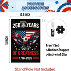 250 Years America Garden Flag - 250th Anniversary USA Patriotic Banner - Double Sided Eagle Design 1776-2026 - Weatherproof Burlap